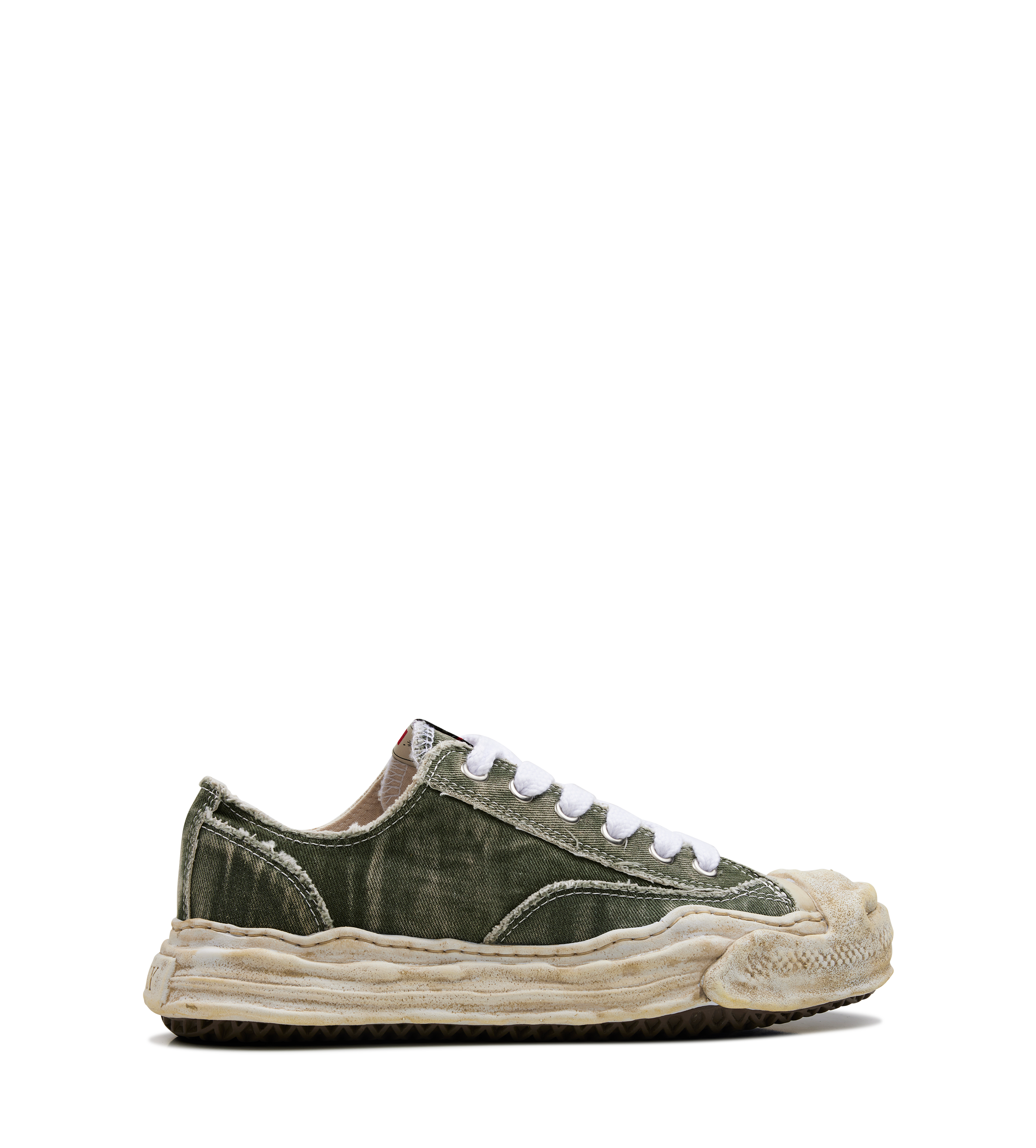 Maison Mihara Yasuhiro HANK OG Sole Bleach-Wash Denim Canvas Low-Top Sneaker in Gray