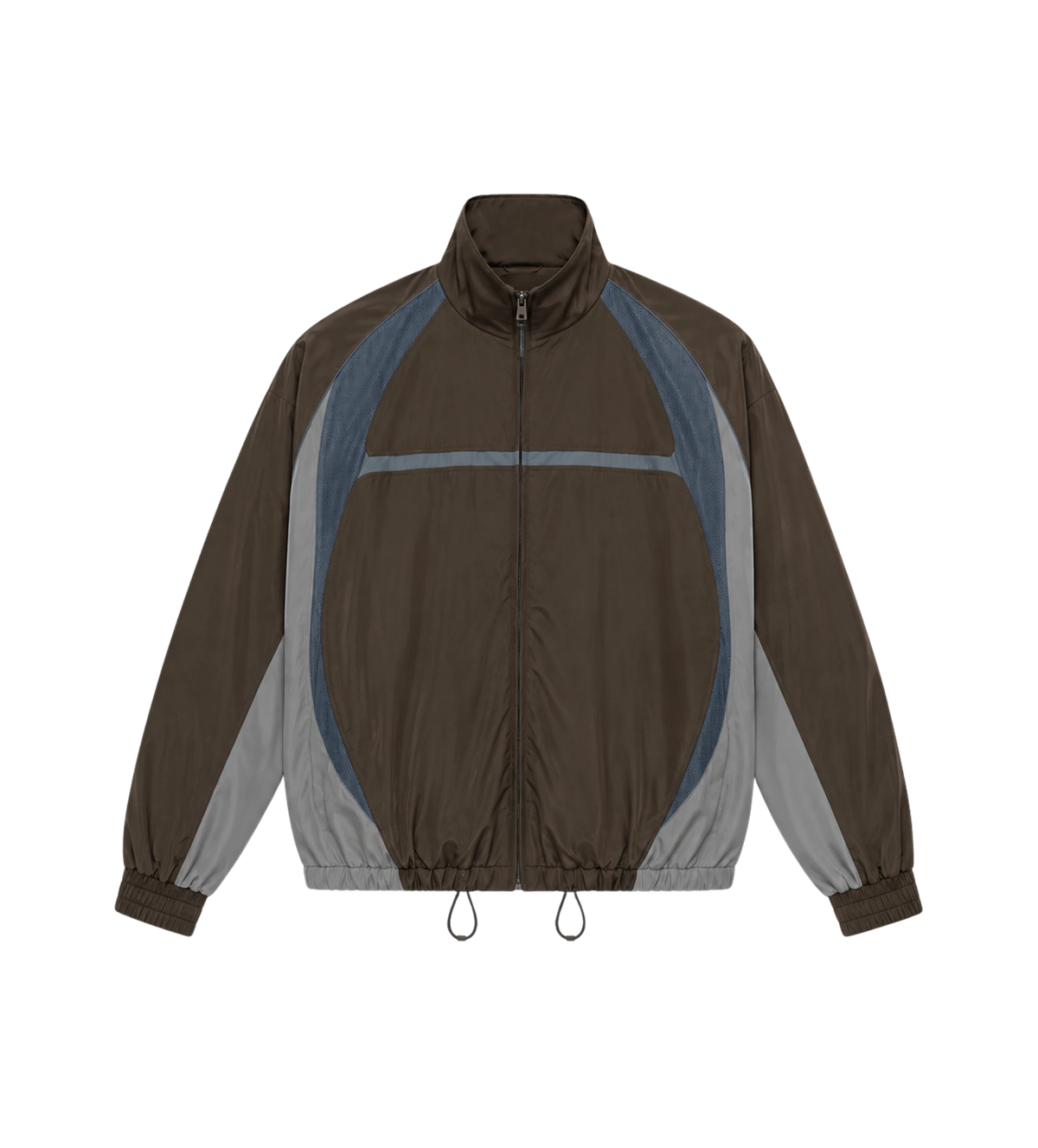 Contrast Panel Track Jacket Donkerbruin Grijs