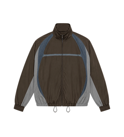 Contrast Panel Track Jacket Donkerbruin Grijs