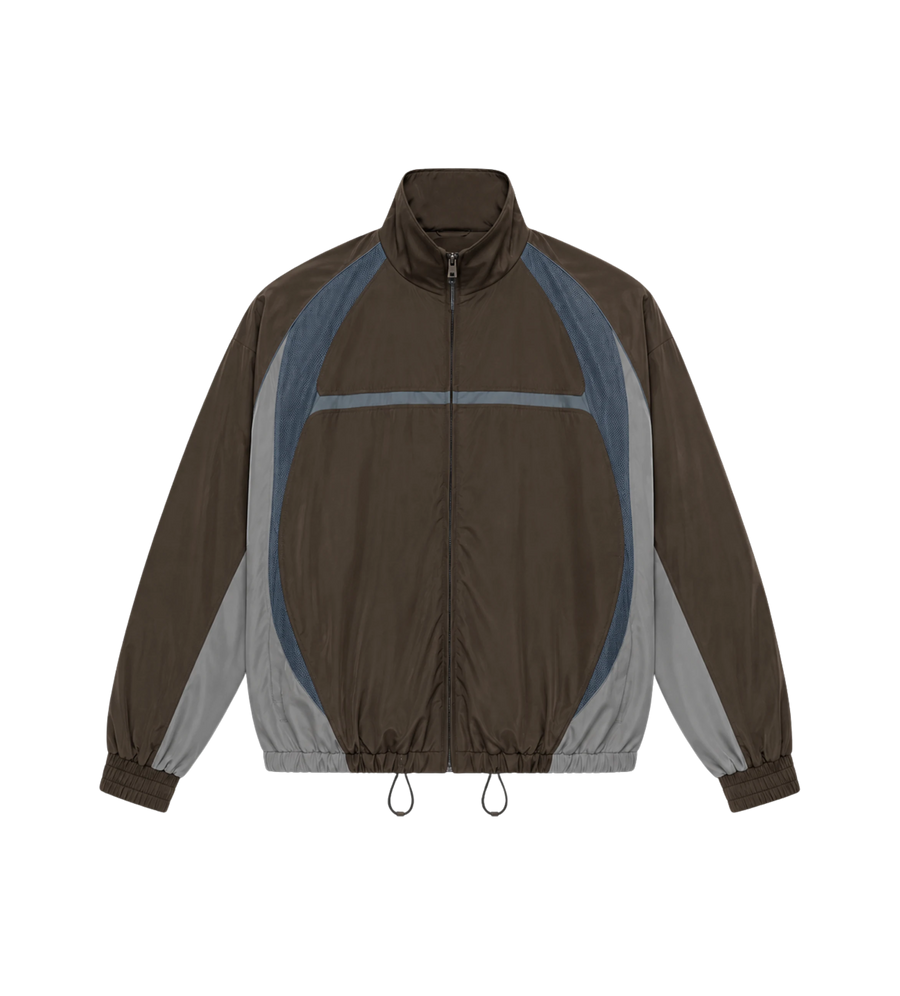 Contrast Panel Track Jacket Donkerbruin Grijs