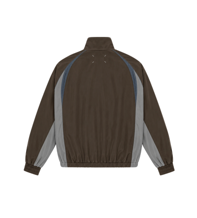 Contrast Panel Track Jacket Donkerbruin Grijs