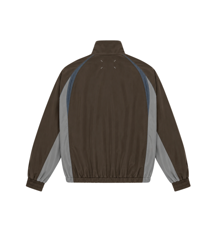 Contrast Panel Track Jacket Donkerbruin Grijs