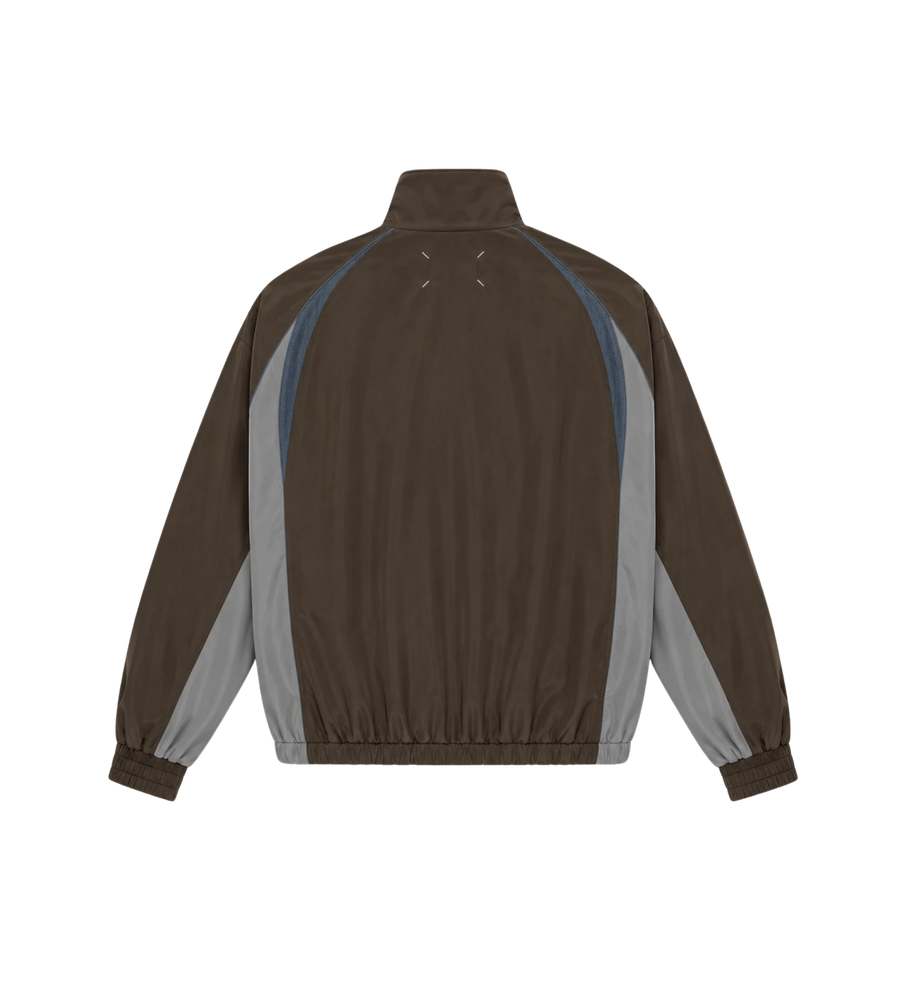 Contrast Panel Track Jacket Donkerbruin Grijs