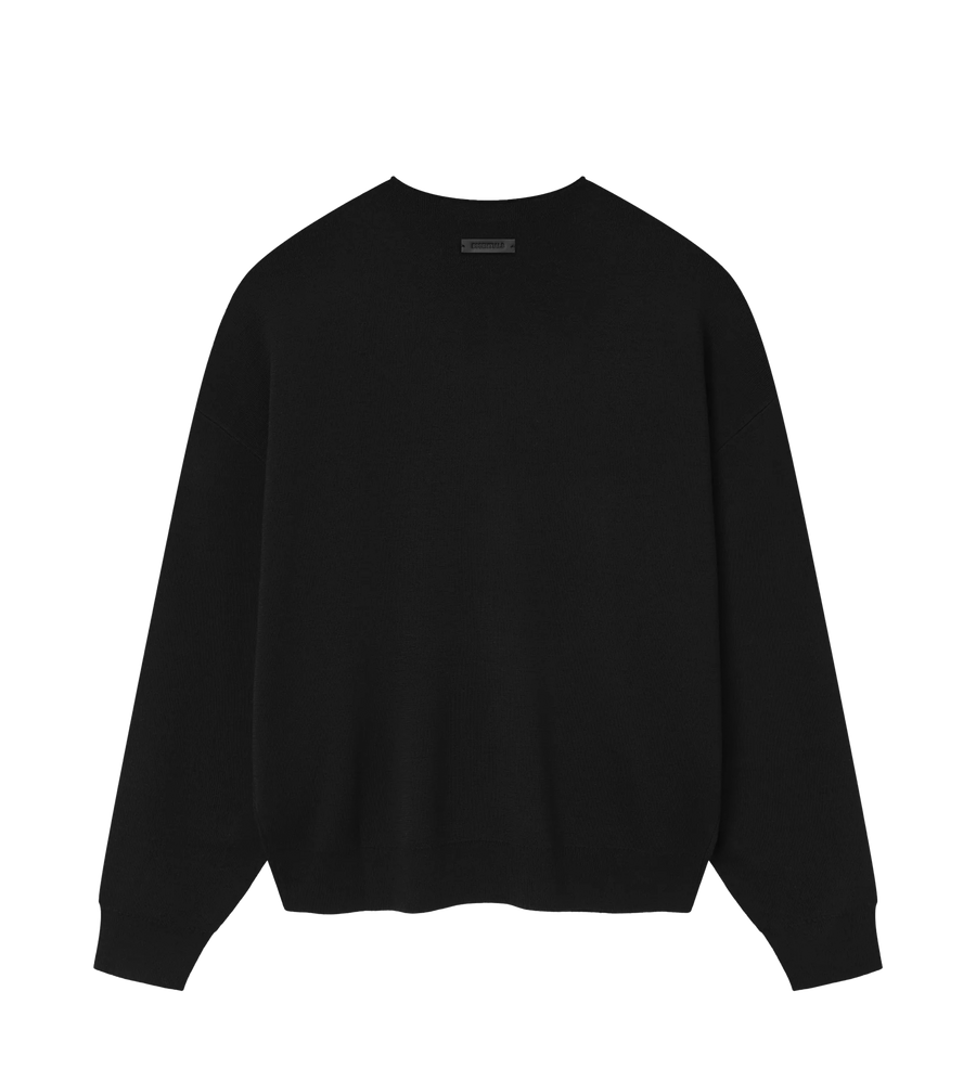 Fear of God ESSENTIALS Merino Long Sleeve Crewneck Sweater in Jet Black