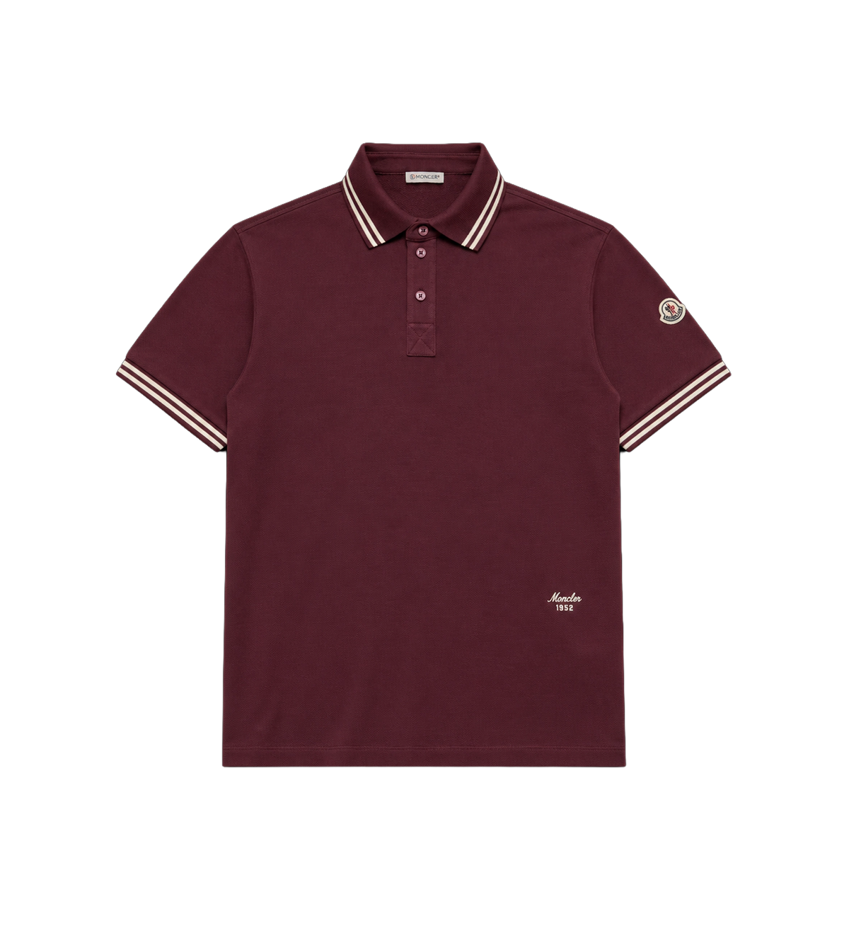 Striped Trim Cotton Piqué Polo Shirt Burgundy