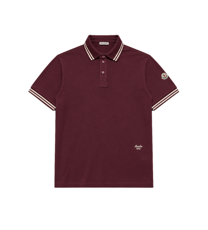 Striped Trim Cotton Piqué Polo Shirt Burgundy