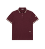 Striped Trim Cotton Piqué Polo Shirt Burgundy
