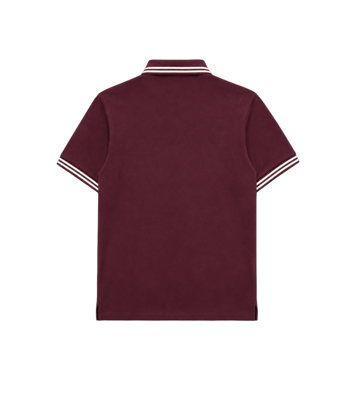 Striped Trim Cotton Piqué Polo Shirt Burgundy