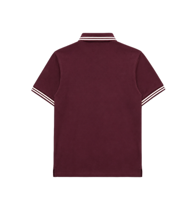Striped Trim Cotton Piqué Polo Shirt Burgundy