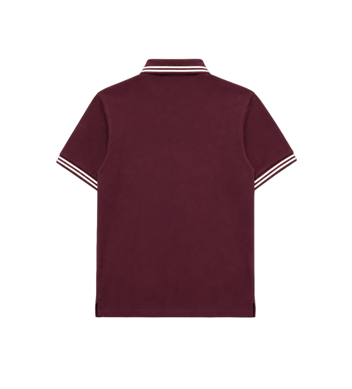 Striped Trim Cotton Piqué Polo Shirt Burgundy
