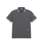 Striped Trim Cotton Piqué Polo Shirt Dark Grey