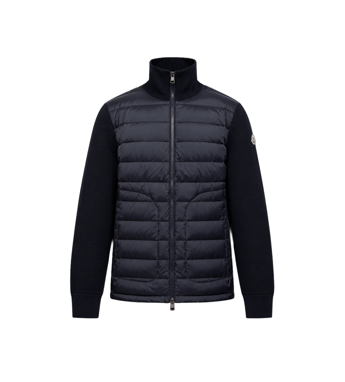 Padded Zip-Up Cardigan Navy Blue