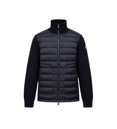 Padded Zip-Up Cardigan Navy Blue