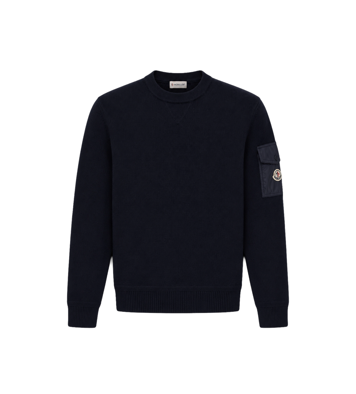 Moncler Logo Virgin Wool Sweater Blue