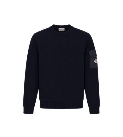 Moncler Logo Virgin Wool Sweater Blue