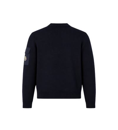 Moncler Logo Virgin Wool Sweater Blue