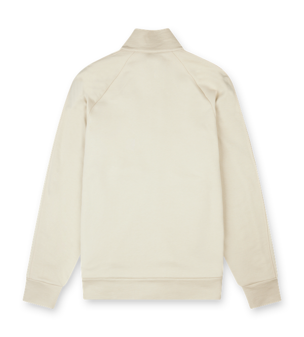 Moncler beige zip-up cotton jacket with raglan sleeves and chest logo patch