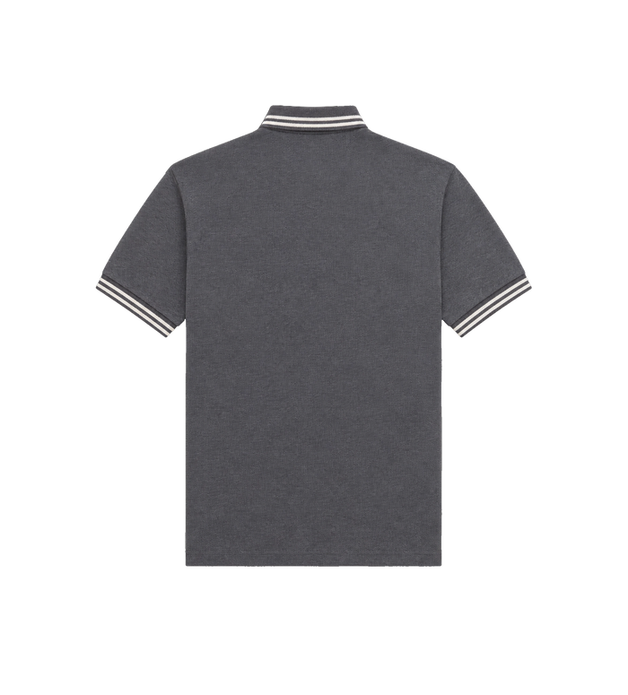 Striped Trim Cotton Piqué Polo Shirt Dark Grey