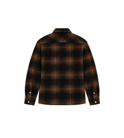 Check Zip-up Shirt Jacket Brown