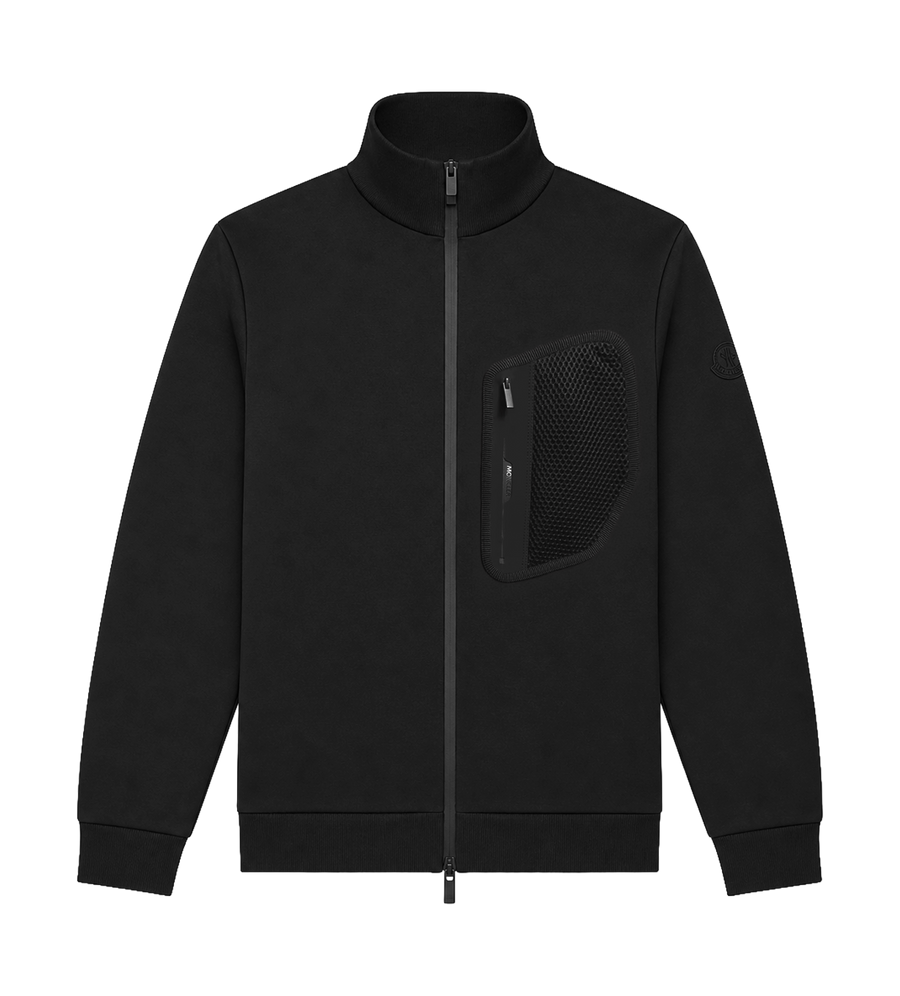 Moncler Logo Cotton Zip-Up Sweatshirt in Black