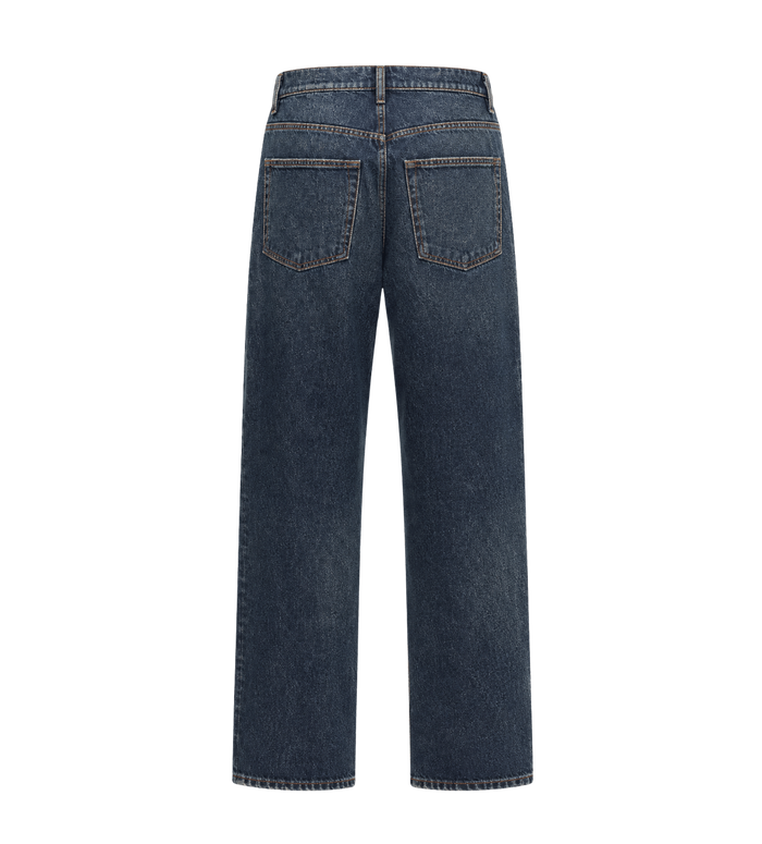 Straight Leg Denim Jeans Dark Blue