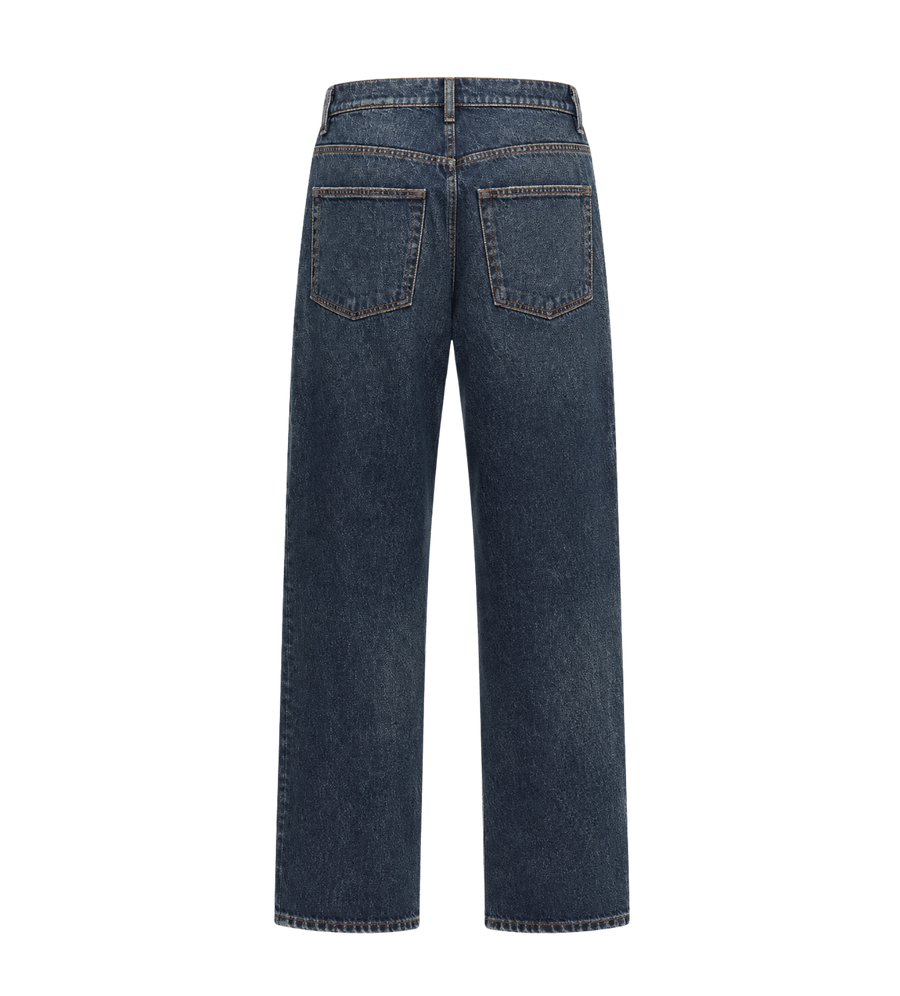 Straight Leg Denim Jeans Dark Blue