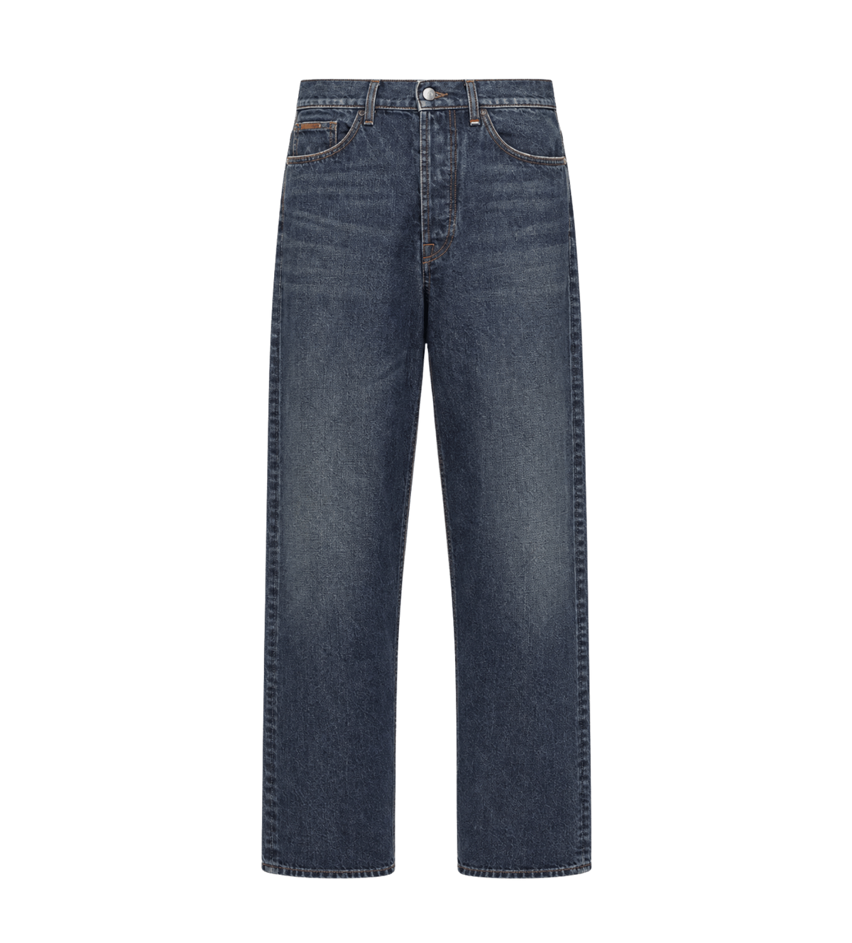 Straight Leg Denim Jeans Dark Blue