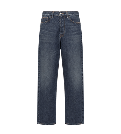 Straight Leg Denim Jeans Dark Blue