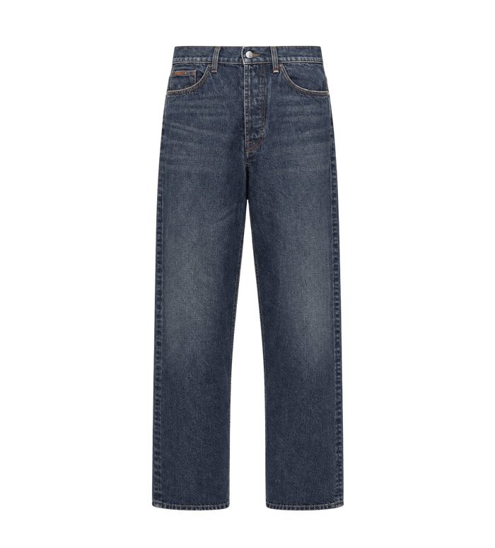 Straight Leg Denim Jeans Dark Blue
