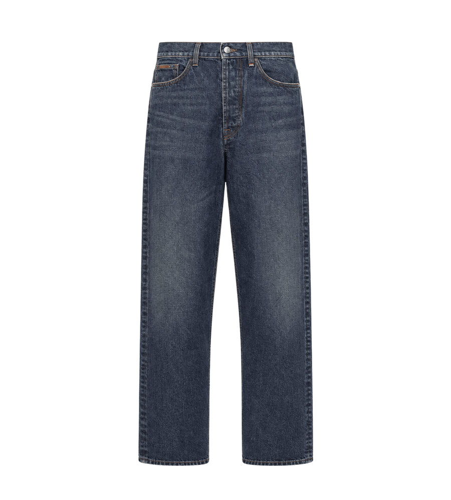 Straight Leg Denim Jeans Dark Blue