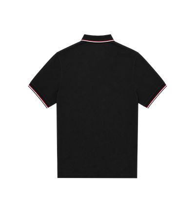Tricolour-Trimmed Piqué Polo Shirt in Black