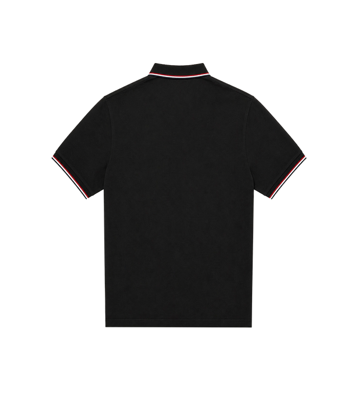 Tricolour-Trimmed Piqué Polo Shirt in Black