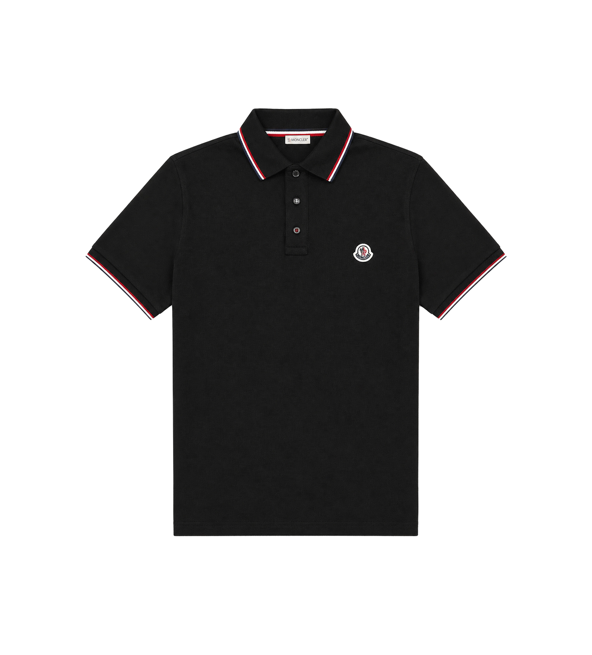 Tricolour-Trimmed Piqué Polo Shirt in Black