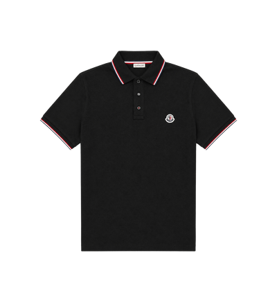Tricolour-Trimmed Piqué Polo Shirt in Black