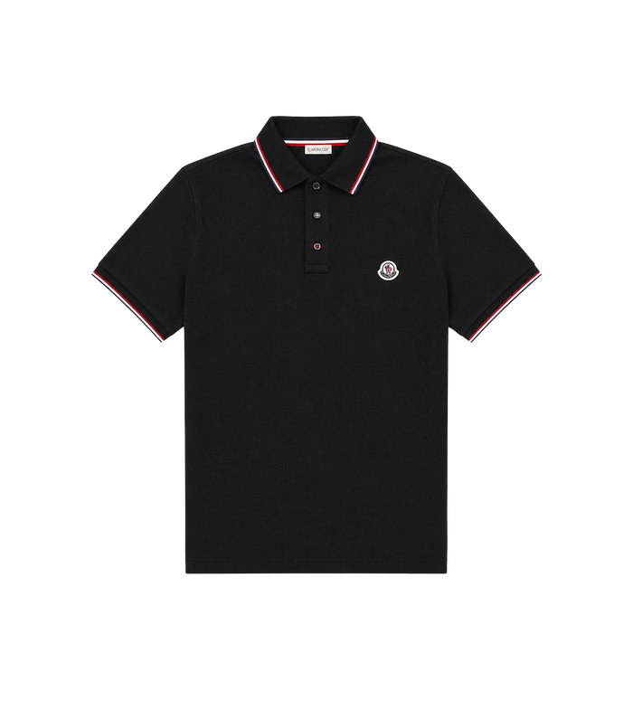 Tricolour-Trimmed Piqué Polo Shirt in Black