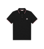 Tricolour-Trimmed Piqué Polo Shirt in Black