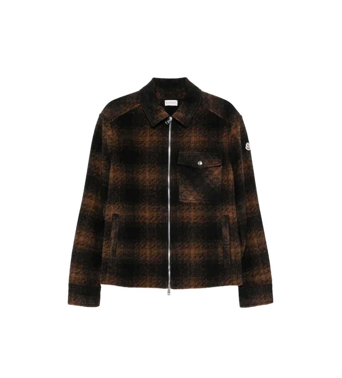 Check Zip-up Shirt Jacket Brown