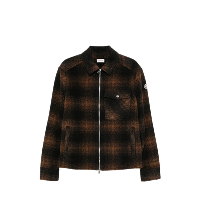 Check Zip-up Shirt Jacket Brown