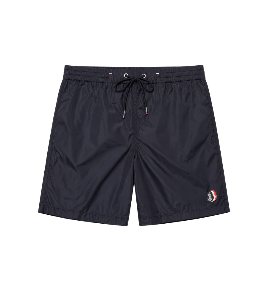 Moncler Tricolor Logo Patch Swim Shorts in Navy