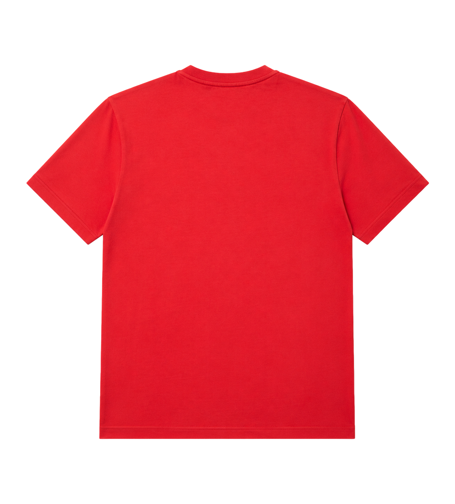 Moncler Embroidered Tricolor Logo T-Shirt in Red