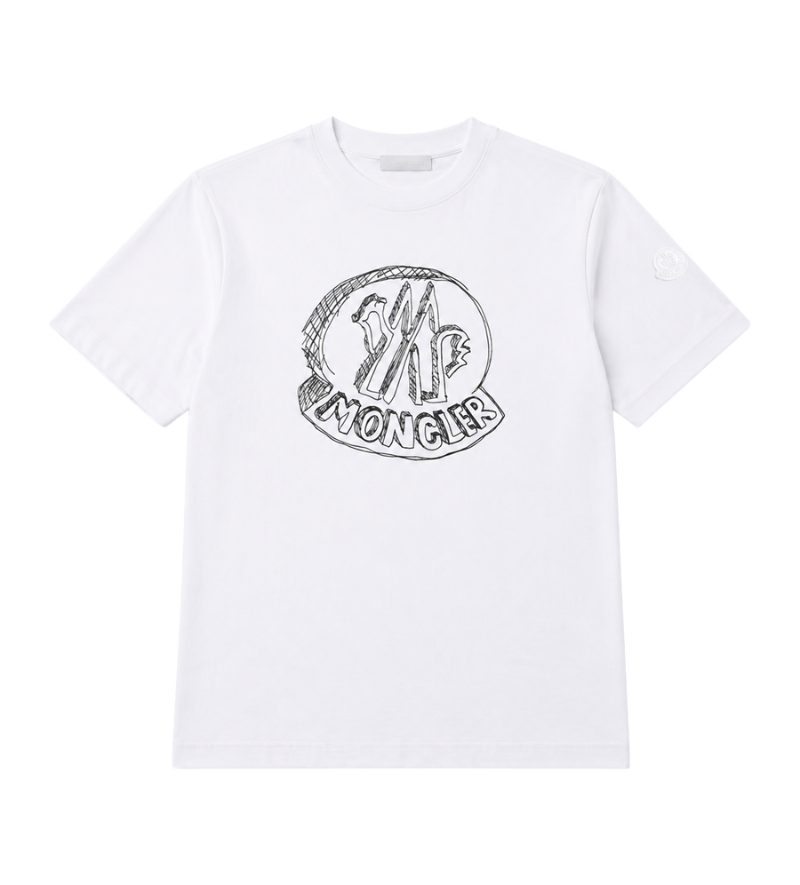 Moncler Sketch Embroidered Logo T-Shirt in White