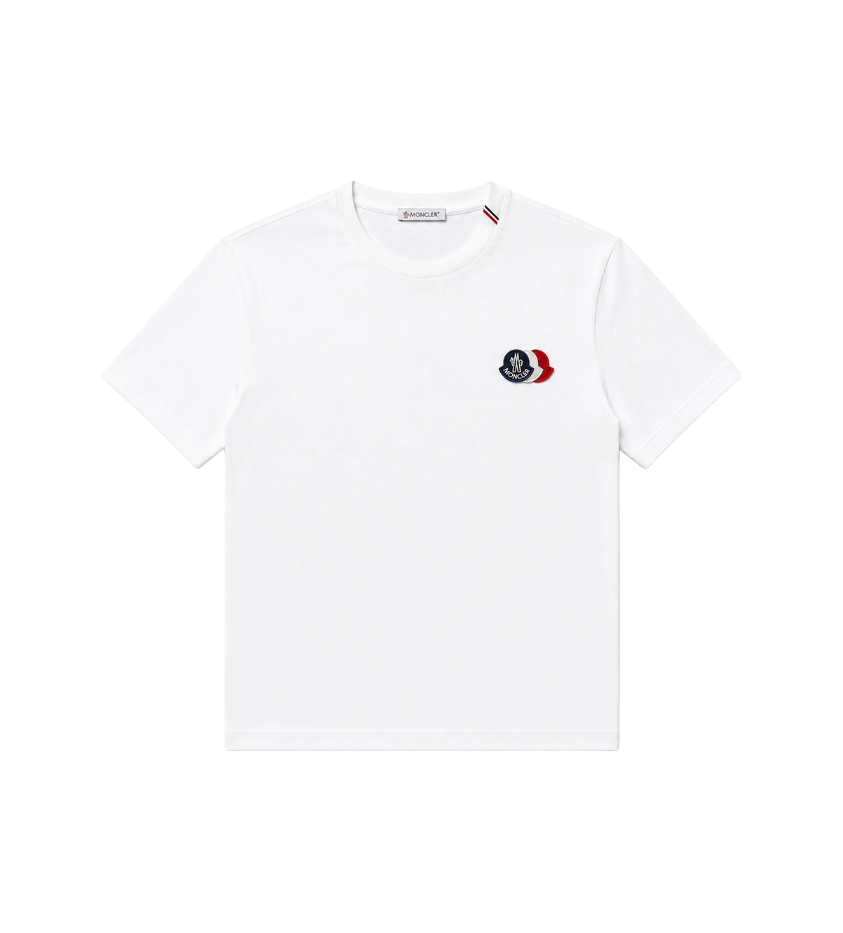 Moncler Driekleurig T-shirt met logoborduurwerk in wit
