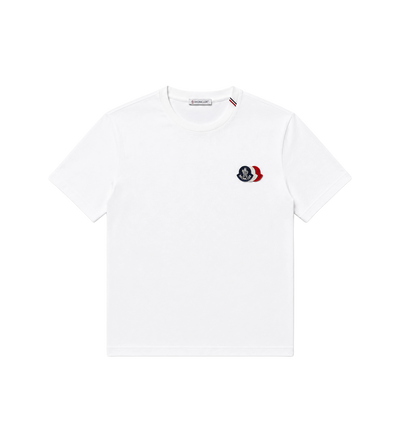 Moncler Driekleurig T-shirt met logoborduurwerk in wit