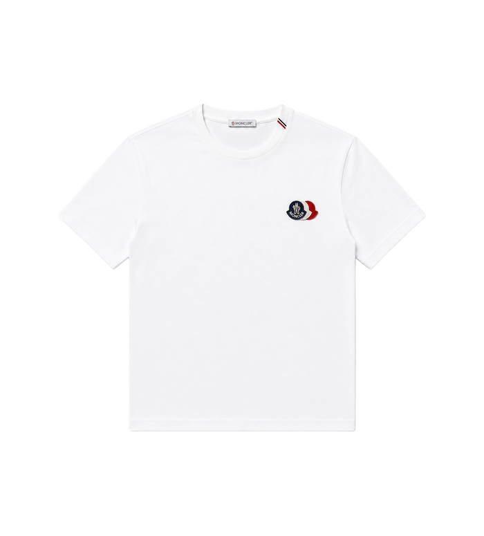 Moncler Driekleurig T-shirt met logoborduurwerk in wit