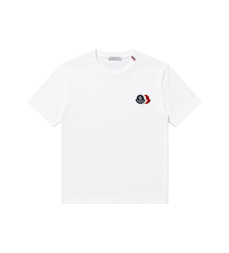 Moncler Driekleurig T-shirt met logoborduurwerk in wit