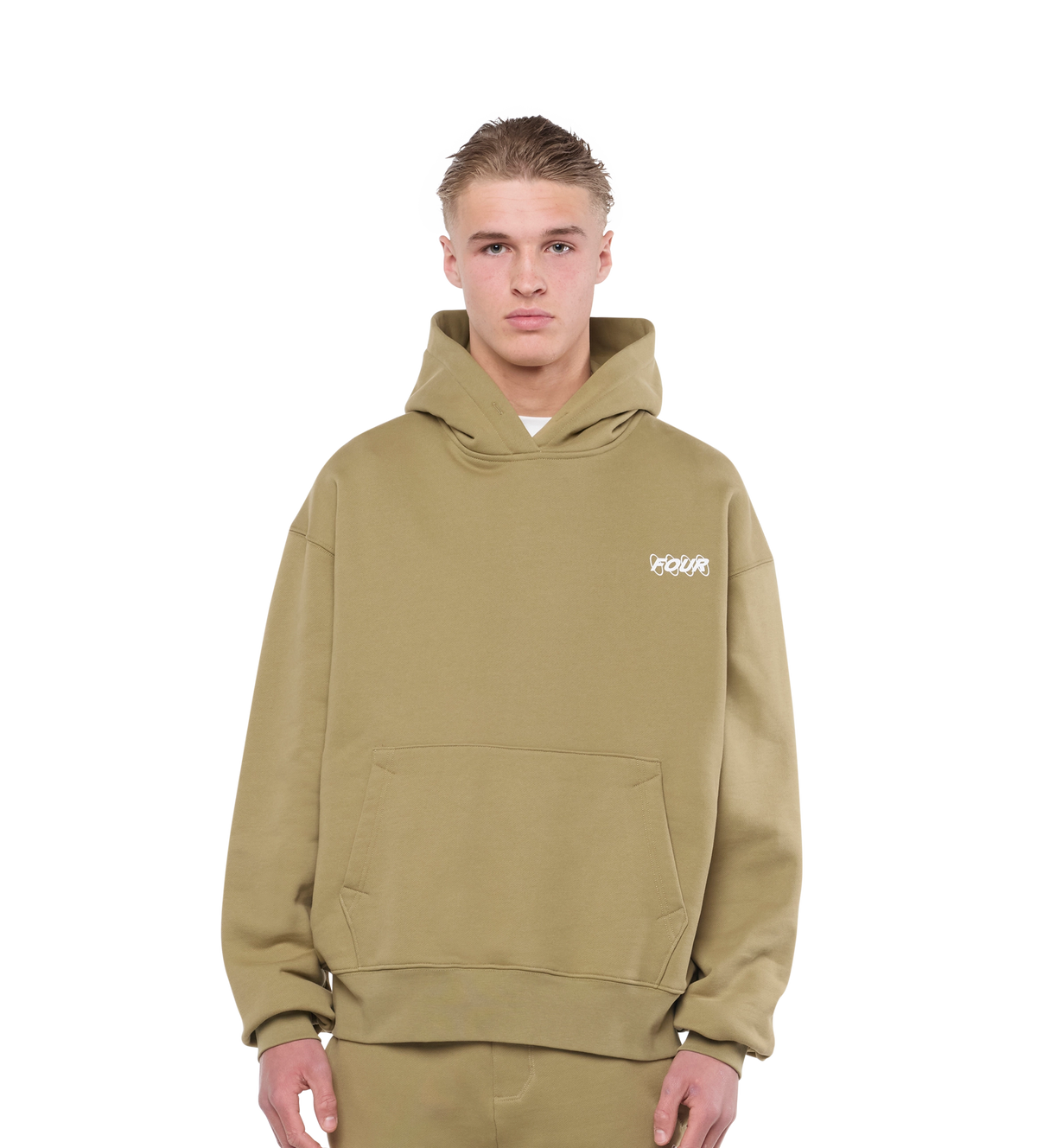 Circles Hoodie Dusty Olijf