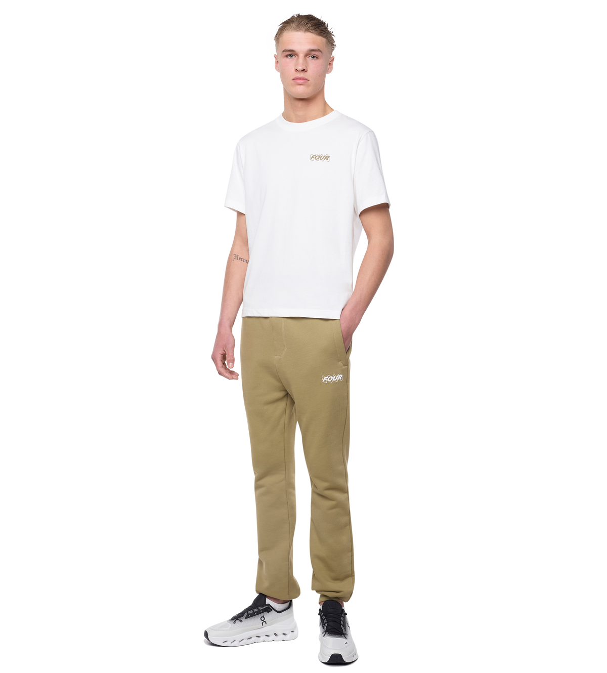 Circles T-shirt White/ Olive