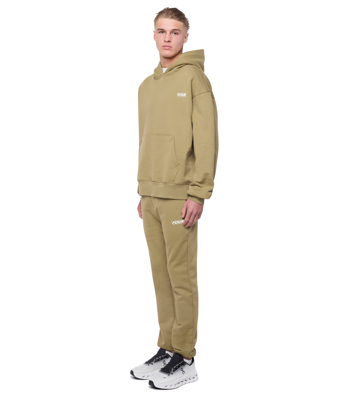 Circles Hoodie Dusty Olijf