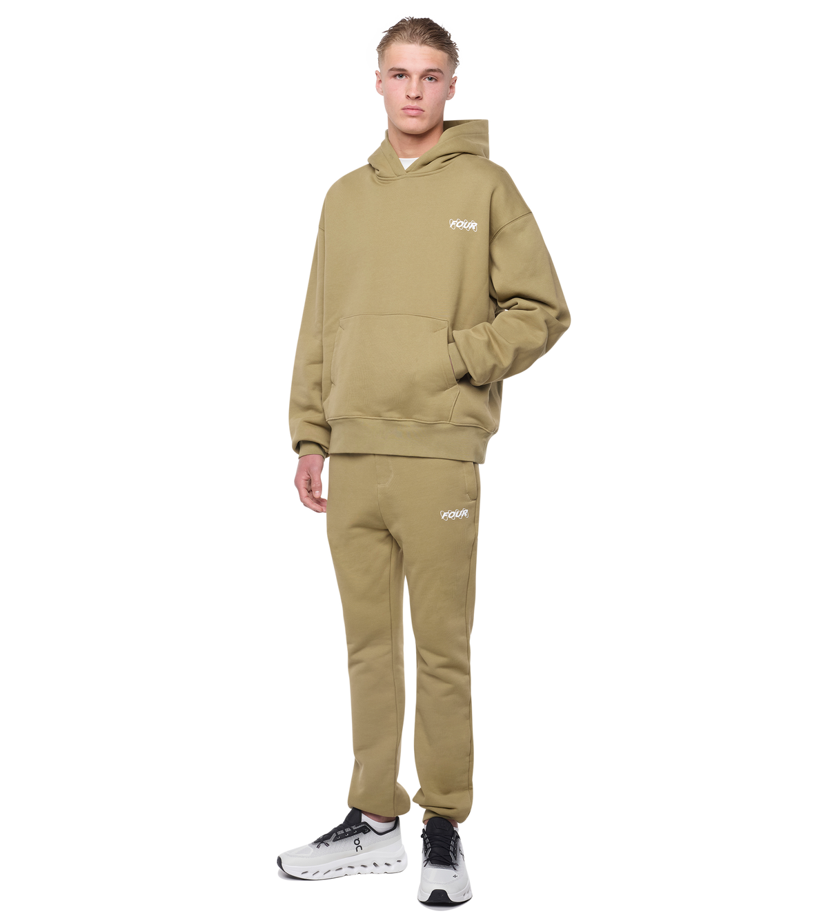 Circles Hoodie Dusty Olijf