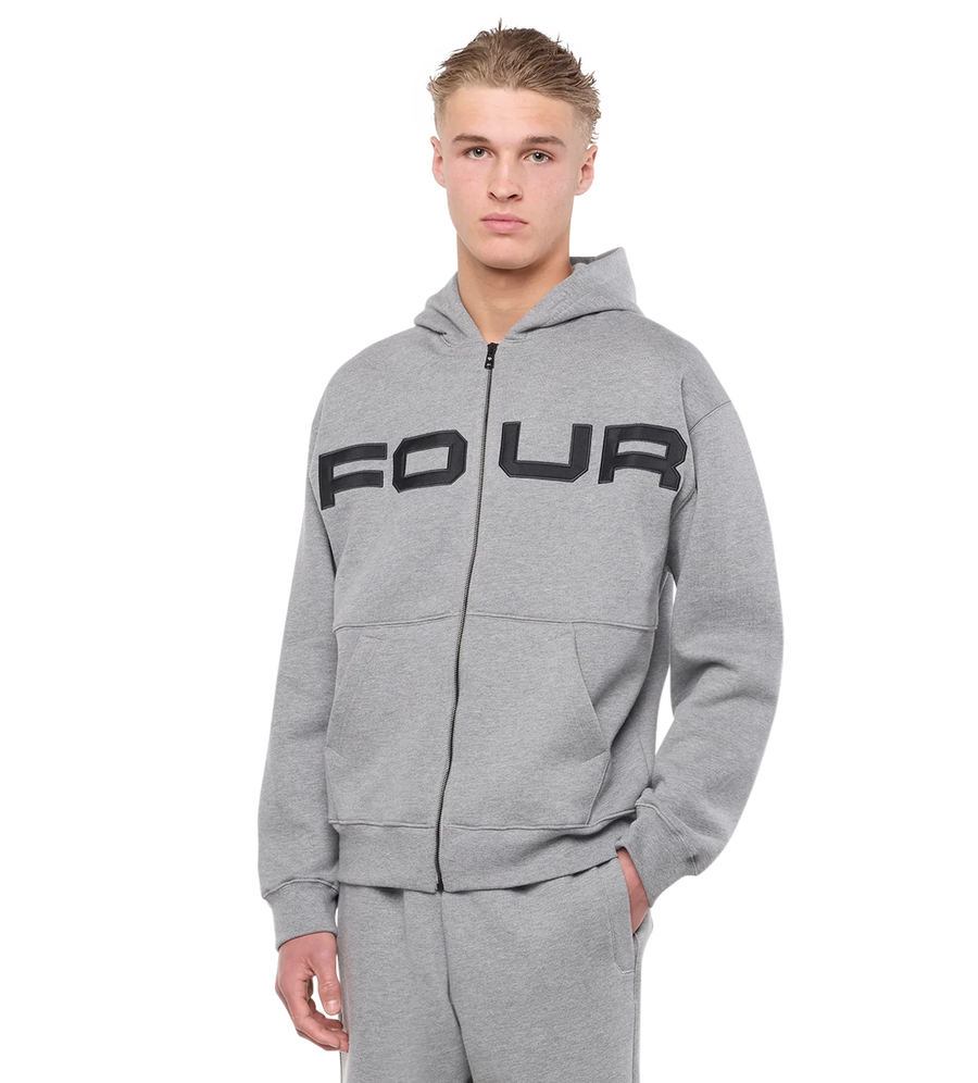 Bold Zip Up Hoodie Grey Melange